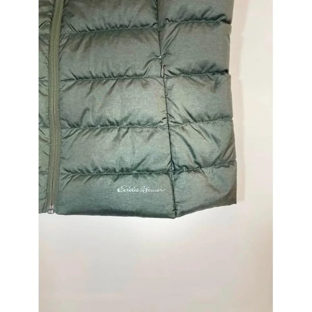 Eddie Bauer EB650 Down Puffer Vest Wms Large Olive Green Full Zip Lightweight